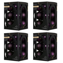 Decoris 4X 12 Fig Purple Christmas Tree Baubles Shatterproof Hanging Decorations 6Cm Round - thumbnail 2