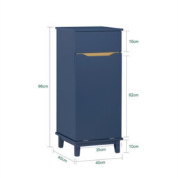 Sobuy Bzr114-B,laundry Cabinet Bathroom Storage Chest, Navy ,blue,w40Xd40Xh95 - thumbnail 3