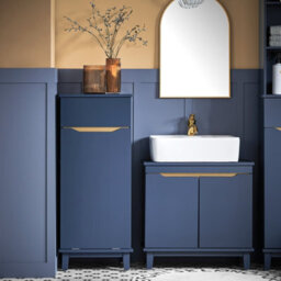 Sobuy Bzr114-B,laundry Cabinet Bathroom Storage Chest, Navy ,blue,w40Xd40Xh95 - thumbnail 2