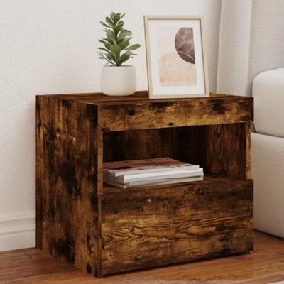 Berkfield Bedside Cabinets With Led Lights 2 Pcs Smoked Oak 50X40X45 Cm - image 1