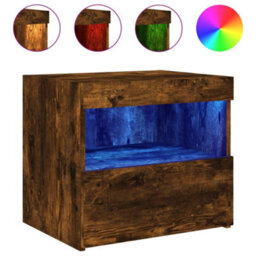Berkfield Bedside Cabinets With Led Lights 2 Pcs Smoked Oak 50X40X45 Cm - thumbnail 6
