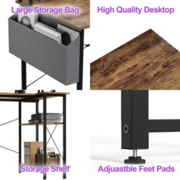 Bexevue Brown L-Shaped Gaming Desk With Power Outlets And Led, 120X70Cm Computer Desk Table With Reversible Storage Shelves - thumbnail 8