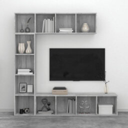 Berkfield 3 Piece Book/tv Cabinet Set Grey Sonoma 180X30X180 Cm - thumbnail 4