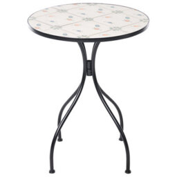 Wyld And Coco Medi Bistro Table Black Iron Round Top With Mosaic Ceramic Tiles, 60Cm. - thumbnail 4