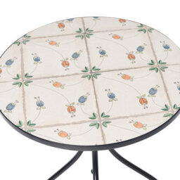 Wyld And Coco Medi Bistro Table Black Iron Round Top With Mosaic Ceramic Tiles, 60Cm. - thumbnail 6