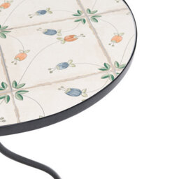 Wyld And Coco Medi Bistro Table Black Iron Round Top With Mosaic Ceramic Tiles, 60Cm. - thumbnail 7