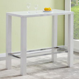 Furniture in Fashion Jam Rectangular Glass White Bar Table 4 Ripple White Stools - thumbnail 2