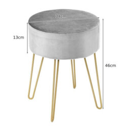 Modern Round Velvet Footrest Stool Dressing Upholstered Vanity Ottoman - thumbnail 2