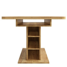 Abrihome Extendable Oak Dining Table With Storage Modern Simple Iron Frame Space-Saving Multifunctional Design, Oak - thumbnail 6