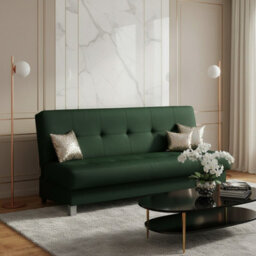 Enduro Xi Click Clack Sofa Bed Wooden Frame Foam Mattress Ideal For Living Room 195X90X85 Cm Green - thumbnail 3