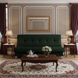 Enduro Xi Click Clack Sofa Bed Wooden Frame Foam Mattress Ideal For Living Room 195X90X85 Cm Green - thumbnail 2