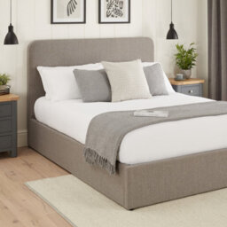 The Furniture Market Soho Curved 5Ft King Size Storage Ottoman Bed - Grey Linen Fabric - thumbnail 1