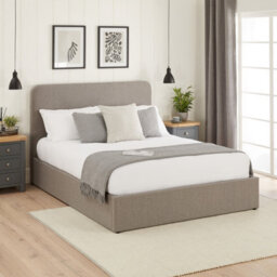 The Furniture Market Soho Curved 5Ft King Size Storage Ottoman Bed - Grey Linen Fabric - thumbnail 2