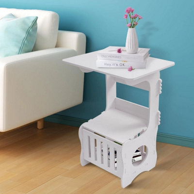 Slim Side Table 3-Tier Storage Table Narrow Bedside Storage Shelves White Typ1 - image 1