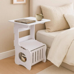 Slim Side Table 3-Tier Storage Table Narrow Bedside Storage Shelves White  Typ1 - thumbnail 4