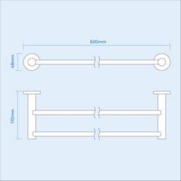 Nes Home Wall Mounted Round Double Towel Bar Chrome - thumbnail 2
