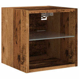Berkfield Tv Wall Cabinets With Led Lights 2 Pcs Old Wood 30X28.5X30 Cm - thumbnail 6