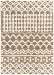 Livabliss Urban Shaggy-Geometric Brown Ivory Soft Plush Pile Living Bedroom Rug 200 X 290 Cm Easy Care, Non Shedding - thumbnail 1