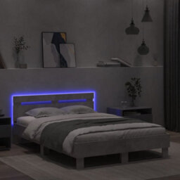Berkfield Bed Frame With Led Without Mattress Concrete Grey 120X200 Cm - thumbnail 4