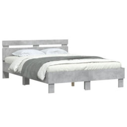 Berkfield Bed Frame With Led Without Mattress Concrete Grey 120X200 Cm - thumbnail 3