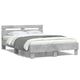 Berkfield Bed Frame With Led Without Mattress Concrete Grey 120X200 Cm - thumbnail 5