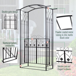 Outsunny Garden Entrance Arch Bench Outdoor Patio Rose Trellis Climbing Plant - thumbnail 6