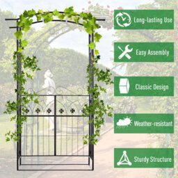 Outsunny Garden Entrance Arch Bench Outdoor Patio Rose Trellis Climbing Plant - thumbnail 5