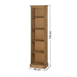 Bookcase Tall Narrow Large Display Mexican Pine By - thumbnail 2