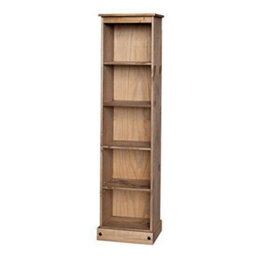 Bookcase Tall Narrow Large Display Mexican Pine By - thumbnail 5