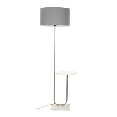 Valuelights Tavel Brushed Gold Floor Lamp With Table And Grey/chrome Shade - image 1