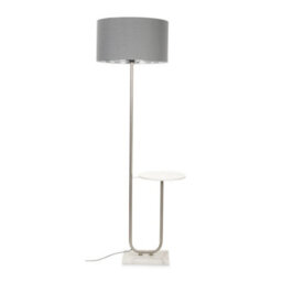 Valuelights Tavel Brushed Gold Floor Lamp With Table And Grey/chrome Shade