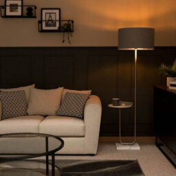 Valuelights Tavel Brushed Gold Floor Lamp With Table And Grey/chrome Shade - thumbnail 6