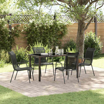 Berkfield Garden Dining Set 5 Pcs Black Textilene And Steel - image 1