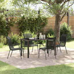 Berkfield Garden Dining Set 5 Pcs Black Textilene And Steel - thumbnail 1