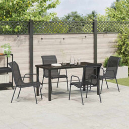 Berkfield Garden Dining Set 5 Pcs Black Textilene And Steel - thumbnail 4