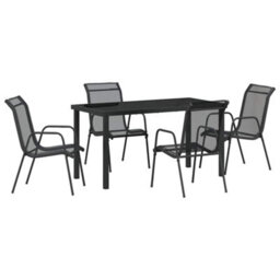 Berkfield Garden Dining Set 5 Pcs Black Textilene And Steel - thumbnail 2