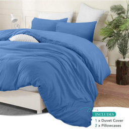 Bedlooms Light Blue Cotton Duvet Cover Set, Breathable & Anti-Allergic Bedding Pack, King 230X220Cm - thumbnail 2