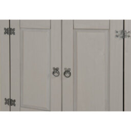 Mercers Furniture Corona Grey Wax 2 Door Bookcase 3 Shelf Display Cabinet Cupboard Solid Wood Pine Wooden Painted Mexican Styling - thumbnail 3