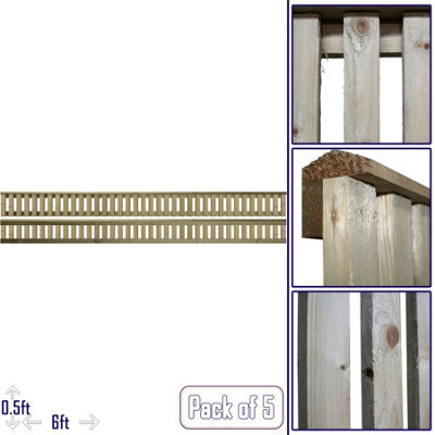 Premier Garden Supplies Tuscany Vertical Slatted (Pack Of 5) Width: 6Ft X Height: 0.5Ft Flat Capped Fence Panel/topper/trellis - image 1