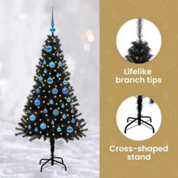 Vidaxl Christmas Tree With 150 Leds With Stand Black 150 Cm Pvc - thumbnail 8