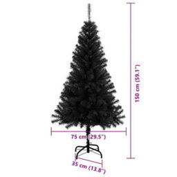 Vidaxl Christmas Tree With 150 Leds With Stand Black 150 Cm Pvc - thumbnail 3