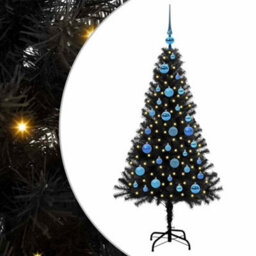 Vidaxl Christmas Tree With 150 Leds With Stand Black 150 Cm Pvc - thumbnail 2