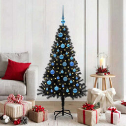 Vidaxl Christmas Tree With 150 Leds With Stand Black 150 Cm Pvc - thumbnail 1
