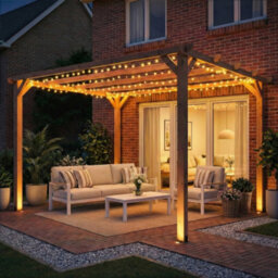 Outsunny 3X3 M Garden Wooden Pergola Gazebo Grape Trellis, Maple Wood-Effect - thumbnail 9
