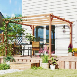 Outsunny 3X3 M Garden Wooden Pergola Gazebo Grape Trellis, Maple Wood-Effect - thumbnail 8