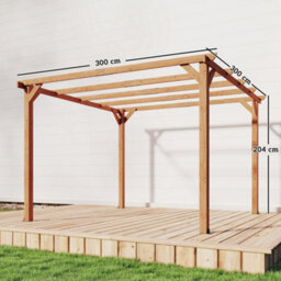 Outsunny 3X3 M Garden Wooden Pergola Gazebo Grape Trellis, Maple Wood-Effect - thumbnail 3