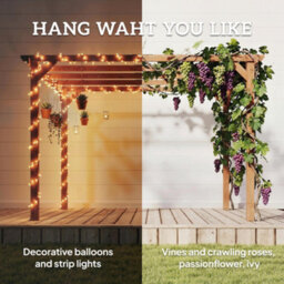 Outsunny 3X3 M Garden Wooden Pergola Gazebo Grape Trellis, Maple Wood-Effect - thumbnail 6
