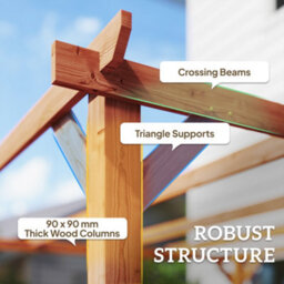 Outsunny 3X3 M Garden Wooden Pergola Gazebo Grape Trellis, Maple Wood-Effect - thumbnail 4
