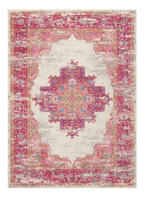 Ivory Fuschia Rug, Stain-Resistant Floral Rug, Luxurious Traditional Persian Rug For Bedroom & Diningroom-201Cm X 290Cm - image 1