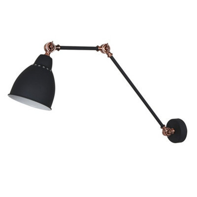 Luminosa Lighting Luminosa Industrial And Retro Dome Wall Lamp Graphite, Red Copper 1 Light  With Graphite Shade, E27